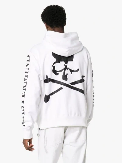 Shop Mastermind Japan Logo Print Zipped Hoodie In White