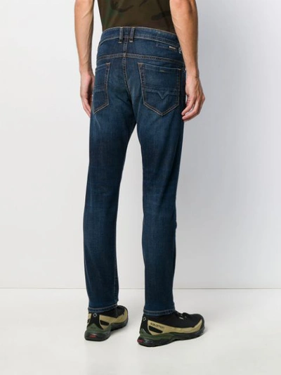 Shop Diesel Mid-rise Straight-leg Jeans In 00-01 Dark Bue