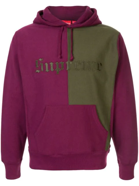 supreme hoodie pink and green