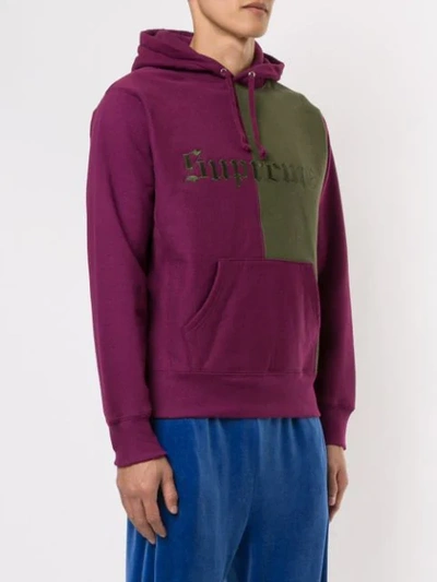 Supreme old top english split hoodie