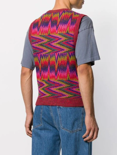 Pre-owned Missoni 1990s Zigzag Knitted Waistcoat In Red