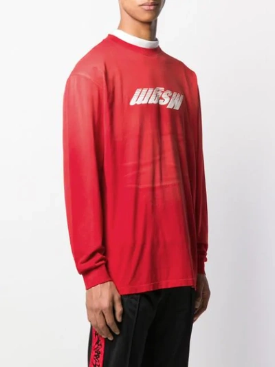 Shop Msgm Distressed Upturned Logo Sweater In Red