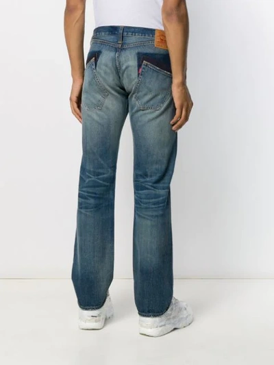 Shop Junya Watanabe Patch Detail Straight Jeans In Blue