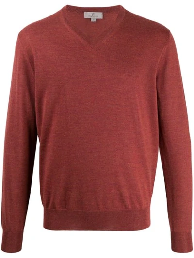 Shop Canali V-neck Sweatshirt In Red