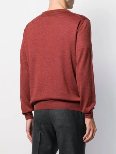 Shop Canali V-neck Sweatshirt In Red