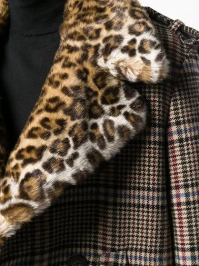 Shop Neil Barrett Leopard Lapel Checked Coat In Neutrals