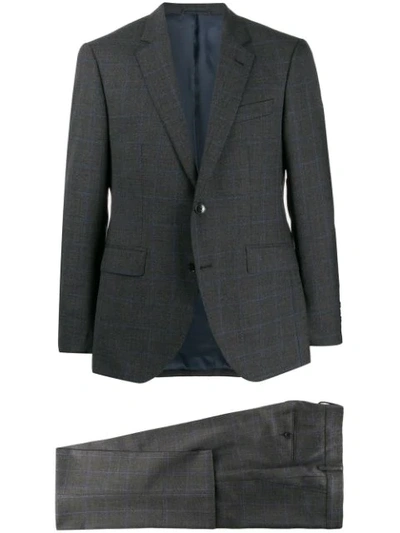 Shop Hackett Grid Print Two-piece Suit In Grey