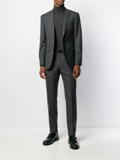 Shop Hackett Grid Print Two-piece Suit In Grey