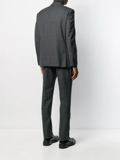 Shop Hackett Grid Print Two-piece Suit In Grey