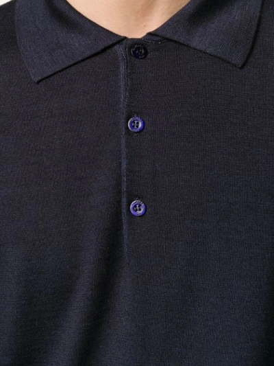 Shop Canali Long Sleeve Polo Shirt In Blue