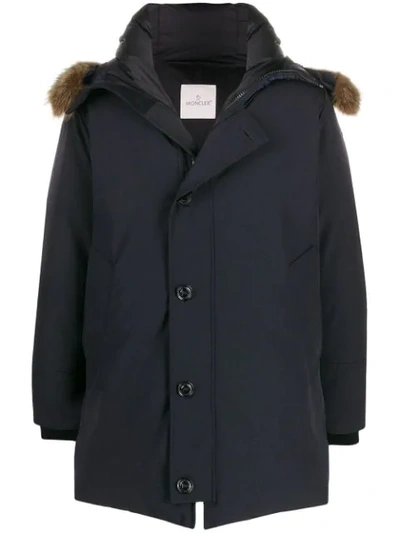 Shop Moncler Pola Hooded Parka Coat In Blue