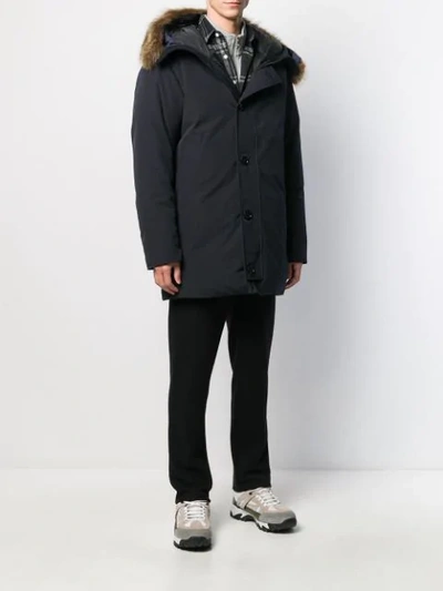 Shop Moncler Pola Hooded Parka Coat In Blue