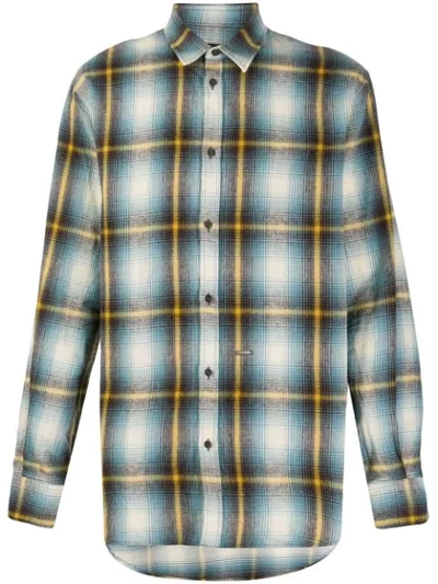 Shop Dsquared2 Long-sleeved Plaid Shirt In Blue