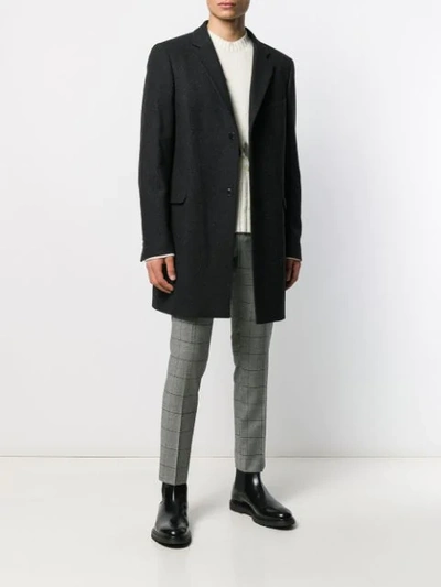 Shop Entre Amis Check Tailored Trousers In Grey