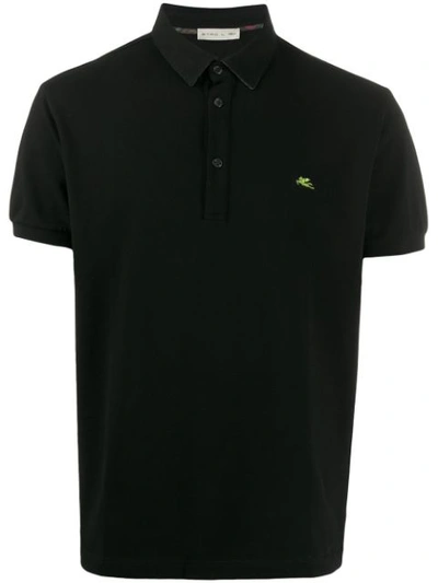 Shop Etro Logo Embroidered Polo Shirt In 0001 Black