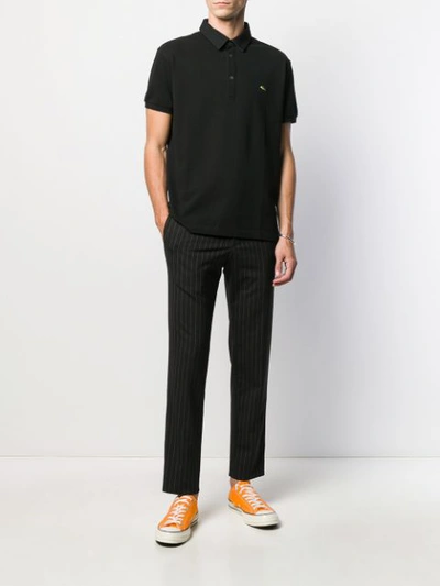 Shop Etro Logo Embroidered Polo Shirt In 0001 Black