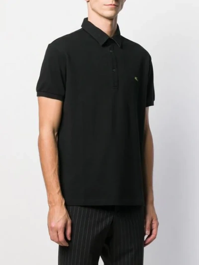 Shop Etro Logo Embroidered Polo Shirt In 0001 Black