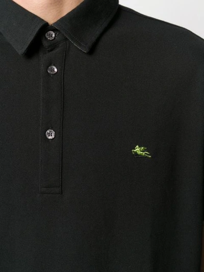 Shop Etro Logo Embroidered Polo Shirt In 0001 Black