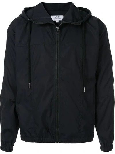 Shop Ck Calvin Klein Zip-up Hooded Jacket In Blue