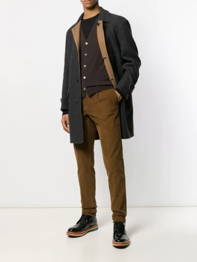 Shop Zanone Buttoned Vest In Brown