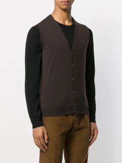 Shop Zanone Buttoned Vest In Brown