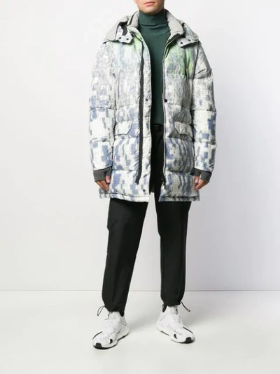 Shop Stone Island Shadow Project Checked Pattern Parka Coat In Grey