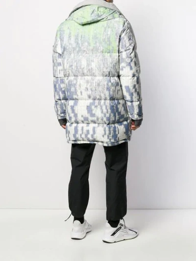 Shop Stone Island Shadow Project Checked Pattern Parka Coat In Grey