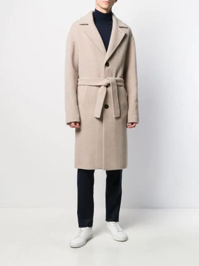 Shop Hevo Single-breasted Belted Coat In 2432