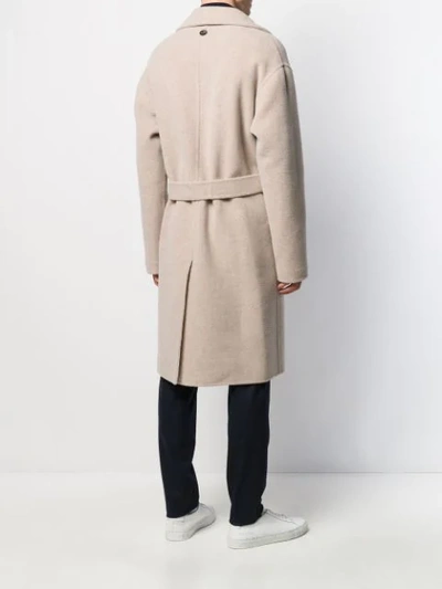 Shop Hevo Single-breasted Belted Coat In 2432