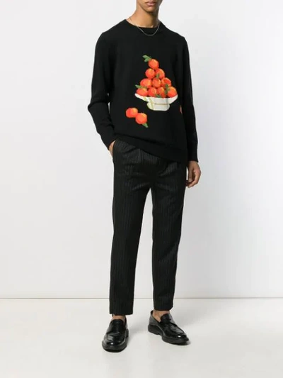 Shop Casablanca Intarsia Knit Tomato Pyramid Jumper In Black