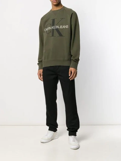 Shop Calvin Klein Jeans Est.1978 Logo Print Sweatshirt In Green