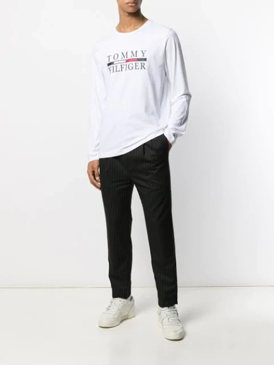 Shop Tommy Hilfiger Logo Print Jersey Top In White