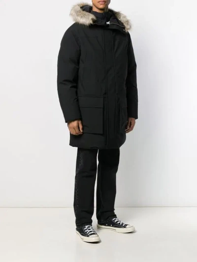 Shop Calvin Klein Hooded Down Parka Coat In Black