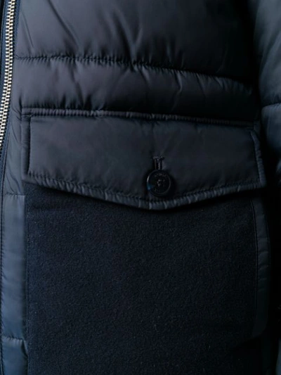 Shop Michael Kors Tonal Panelled Puffer Jacket In Blue
