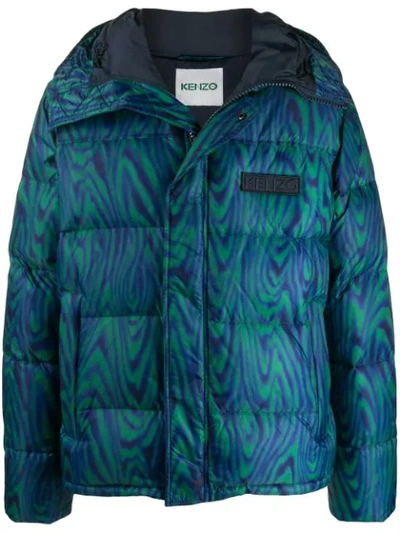 Shop Kenzo Psychedelic Print Puffer Jacket In Blue
