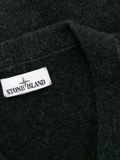 Shop Stone Island Embroidered Logo V-neck Cardigan In Black