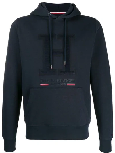 Shop Tommy Hilfiger Logo Patch Hoodie In Blue