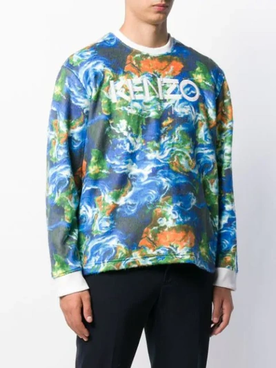 Shop Kenzo World Print Sweatshirt In Blue