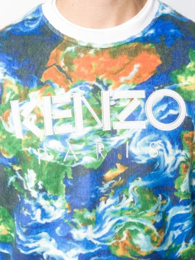 Shop Kenzo World Print Sweatshirt In Blue