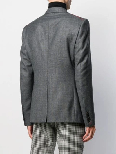 Shop Gucci Stitching Detailed Tailored Blazer In Grey