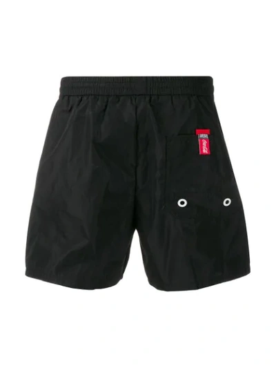 Shop Diesel Double Logo Swim Shorts In Black