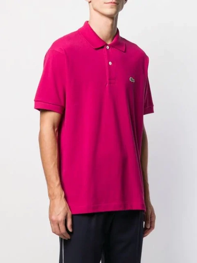 Shop Lacoste Logo Embroidered Polo Shirt In Pink