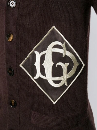 Shop Dolce & Gabbana Monogrammed V-neck Cardigan In Brown