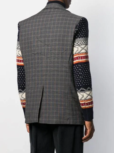 Shop Junya Watanabe Knitted Sleeves Blazer In Grey