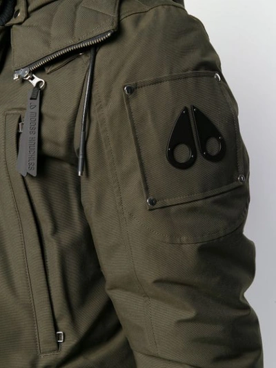 Moose Knuckles Millstream Logo Patch Jacket In Green