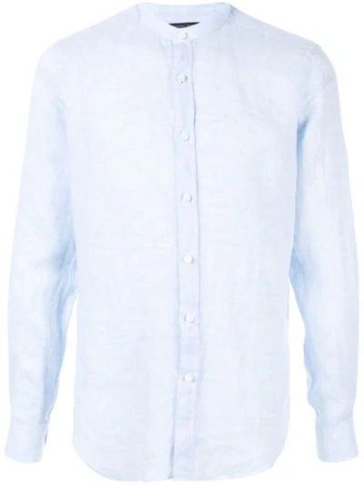 Shop Shanghai Tang Linen Shirt In Blue