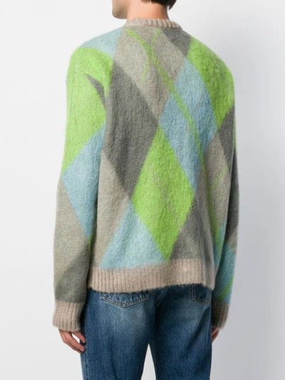 Shop Paura Argyle Knit Jumper In Green