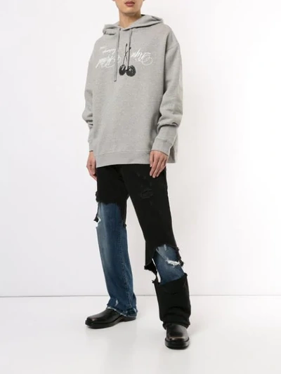 Shop Raf Simons Distressed Double-layer Jeans In Black