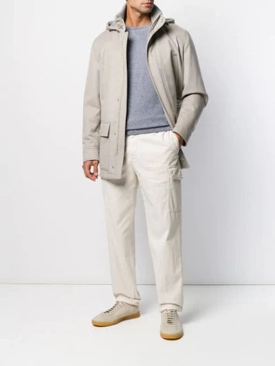 Shop Brunello Cucinelli Hooded Parka Coat In Neutrals