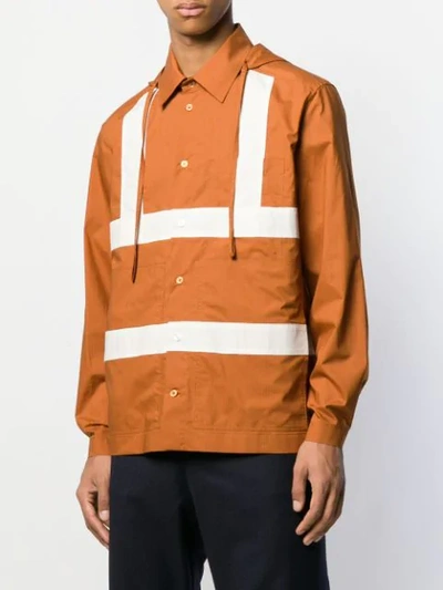 Shop Craig Green Stripe Detail Hooded Shirt In Orange